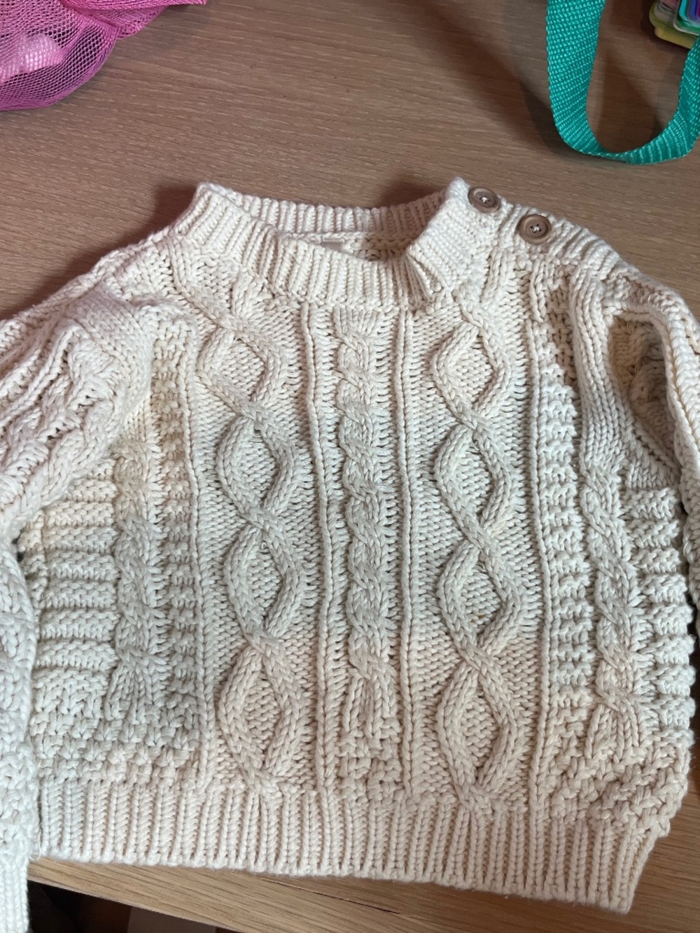 Wild Wawa Knit Aspen Sweater 100% Cotton Natural Color 12-18 months